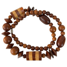 Load image into Gallery viewer, Chunky Wooden Inlay Bead Necklace 26"