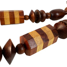 Load image into Gallery viewer, Chunky Wooden Inlay Bead Necklace 26"