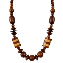 Load image into Gallery viewer, Chunky Wooden Inlay Bead Necklace 26"
