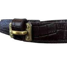 Load image into Gallery viewer, Vintage Worth Brown Croc Embossed Leather Belt USA Size Small