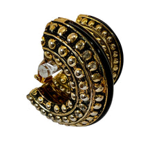 Load image into Gallery viewer, Hoop Woman Half Moon Earrings Gold Tone