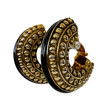 Load image into Gallery viewer, Hoop Woman Half Moon Earrings Gold Tone