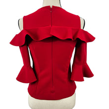 Load image into Gallery viewer, Ricky Freeman Cold Shoulder Blouse Womens Red Top Size 2