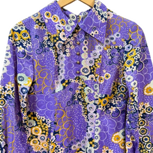 Load image into Gallery viewer, 60s Purple Mod Floral Mini Shift Dress Small