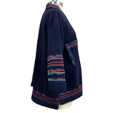 Load image into Gallery viewer, Embroidered Navy Blue Shirt Jacket Size 2X