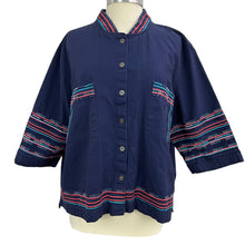 Load image into Gallery viewer, Embroidered Navy Blue Shirt Jacket Size 2X