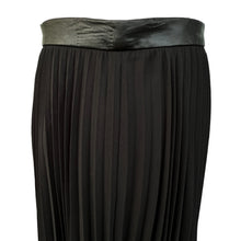 Load image into Gallery viewer, Black Chiffon Pleated Women Skirt Faux Leather Size 8