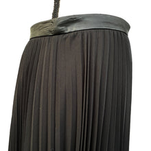 Load image into Gallery viewer, Black Chiffon Pleated Women Skirt Faux Leather Size 8