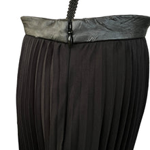 Load image into Gallery viewer, Black Chiffon Pleated Women Skirt Faux Leather Size 8