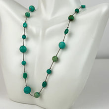Load image into Gallery viewer, 925 Sterling Silver Turquoise Bead Necklace 17.5"