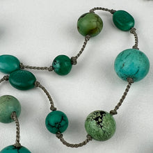 Load image into Gallery viewer, 925 Sterling Silver Turquoise Bead Necklace 17.5"