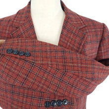 Load image into Gallery viewer, VTG Red Plaid Wool Blazer Skirt Suit Set Size Small USA