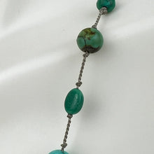 Load image into Gallery viewer, 925 Sterling Silver Turquoise Bead Necklace 17.5"