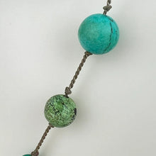 Load image into Gallery viewer, 925 Sterling Silver Turquoise Bead Necklace 17.5"