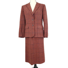 Load image into Gallery viewer, VTG Red Plaid Wool Blazer Skirt Suit Set Size Small USA