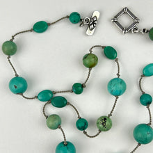 Load image into Gallery viewer, 925 Sterling Silver Turquoise Bead Necklace 17.5"