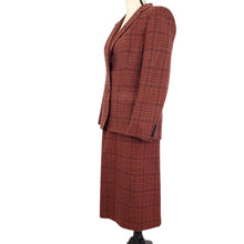 Load image into Gallery viewer, VTG Red Plaid Wool Blazer Skirt Suit Set Size Small USA