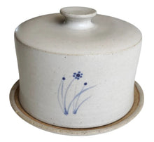 Load image into Gallery viewer, Vintage Stoneware Cheese Dome with Hand-painted Blue Flowers