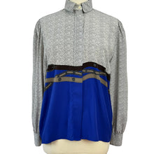 Load image into Gallery viewer, Vintage Long Sleeve Blouse Black Stripes Gray