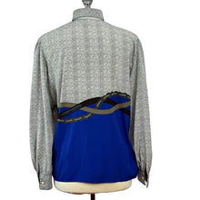Load image into Gallery viewer, Sarge Nancel Paris Vintage Long Sleeve Blouse Black Stripes Gray