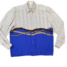 Load image into Gallery viewer, Sarge Nancel Paris Vintage Long Sleeve Blouse Black Stripes Gray