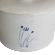 Load image into Gallery viewer, Vintage Stoneware Cheese Dome with Hand-painted Blue Flowers