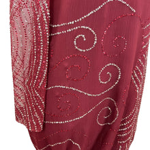 Load image into Gallery viewer, Richilene Glitter Embellished Silk Sparkly Column Red Long Sleeves Maxi Dress