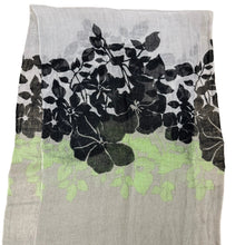 Load image into Gallery viewer, Vintage 90s 100% Linen Floral Scarf Wrap Lightweight Fringed