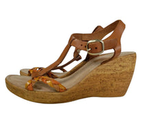 Load image into Gallery viewer, Soto Sopra Leather Wedge Sandals w Ankle Strap Size 8 - Made in Italy