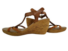 Load image into Gallery viewer, Soto Sopra Leather Wedge Sandals w Ankle Strap Size 8 - Made in Italy