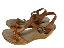 Load image into Gallery viewer, Soto Sopra Leather Wedge Sandals w Ankle Strap Size 8 - Made in Italy