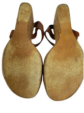 Load image into Gallery viewer, Soto Sopra Leather Wedge Sandals w Ankle Strap Size 8 - Made in Italy