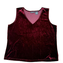 Load image into Gallery viewer, VTG 90s Burgundy Velvet V Neck Sleeveless Top Size XL