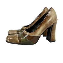 Load image into Gallery viewer, Prada Brown Square Toe Block Heel Size 6.5