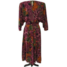 Load image into Gallery viewer, Vintage 80s Floral Midi Boho Dress Dolman Sleeves & Pockets Size 9/10