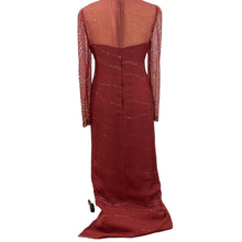 Load image into Gallery viewer, Richilene Glitter Embellished Silk Sparkly Column Red Long Sleeves Maxi Dress