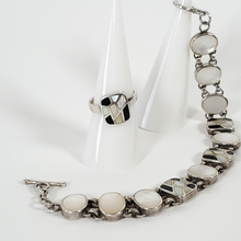 Load image into Gallery viewer, Vintage Inlay Ring & Bracelet Set Ring Size 7.5 & Bracelet 8"