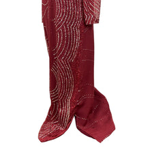 Load image into Gallery viewer, Richilene Glitter Embellished Silk Sparkly Column Red Long Sleeves Maxi Dress