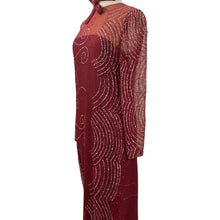 Load image into Gallery viewer, Richilene Glitter Embellished Silk Sparkly Column Red Long Sleeves Maxi Dress