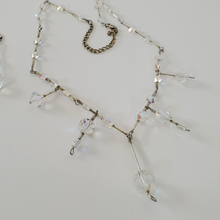 Load image into Gallery viewer, Aurora Borealis Faceted Drop Necklace & Earrings Set Stamped 925 Silver