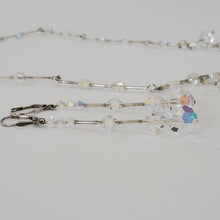 Load image into Gallery viewer, Aurora Borealis Faceted Drop Necklace & Earrings Set Stamped 925 Silver