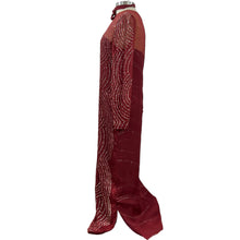 Load image into Gallery viewer, Richilene Glitter Embellished Silk Sparkly Column Red Long Sleeves Maxi Dress