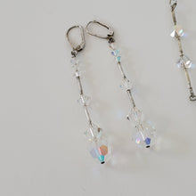 Load image into Gallery viewer, Aurora Borealis Faceted Drop Necklace & Earrings Set Stamped 925 Silver