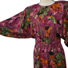 Load image into Gallery viewer, 80s Floral Midi Boho Dress Dolman Sleeves & Pockets Size 9/10