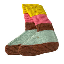 Load image into Gallery viewer, 70s Crochet  Multi-color Knit House Slippers