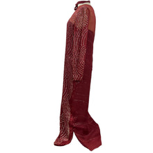 Load image into Gallery viewer, Richilene Glitter Embellished Silk Sparkly Column Red Long Sleeves Maxi Dress