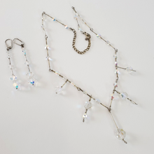 Load image into Gallery viewer, Aurora Borealis Faceted Drop Necklace & Earrings Set Stamped 925 Silver