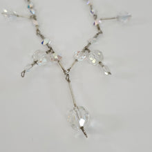 Load image into Gallery viewer, Aurora Borealis Faceted Drop Necklace & Earrings Set Stamped 925 Silver