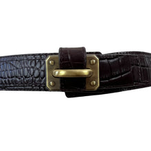 Load image into Gallery viewer, Vintage Worth Brown Croc Embossed Leather Belt USA Size Small