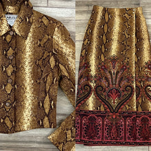 Load image into Gallery viewer, Vintage Silk Snake Print Two Piece Skirt Set Size 6
